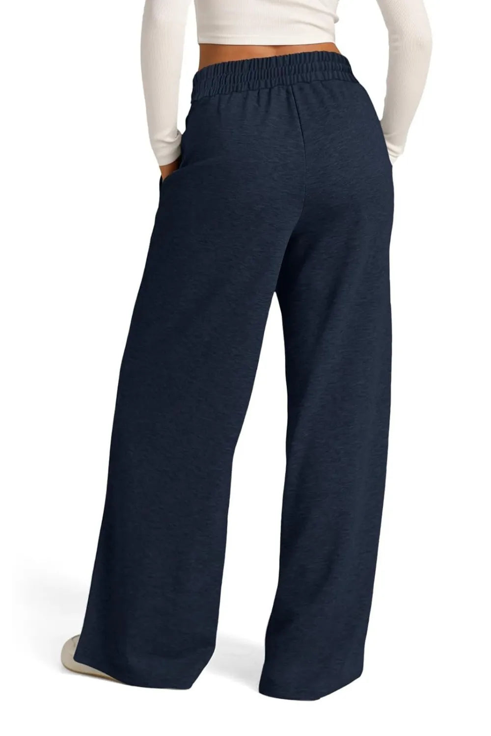 Drawstring Elastic Waist Wide Leg Pants (8)