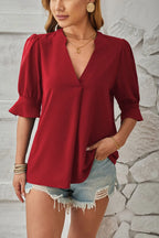 Notched Half Sleeve T-shirt (15)