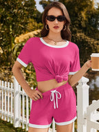 Ribbed Round Neck Top Shorts Set (3)