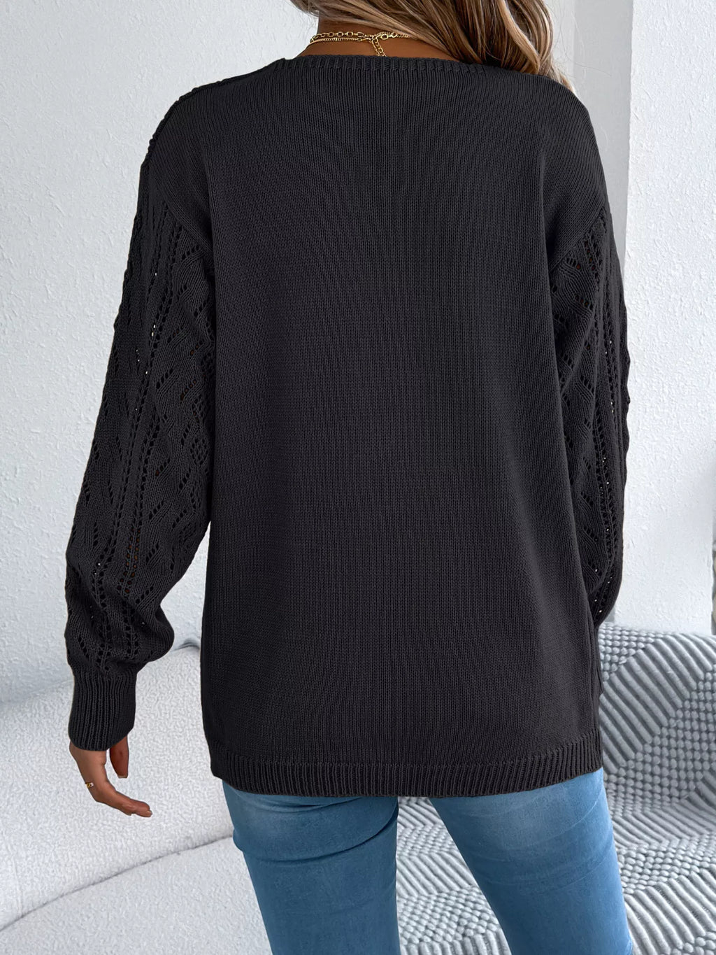 Openwork Open Front Cardigan (2)