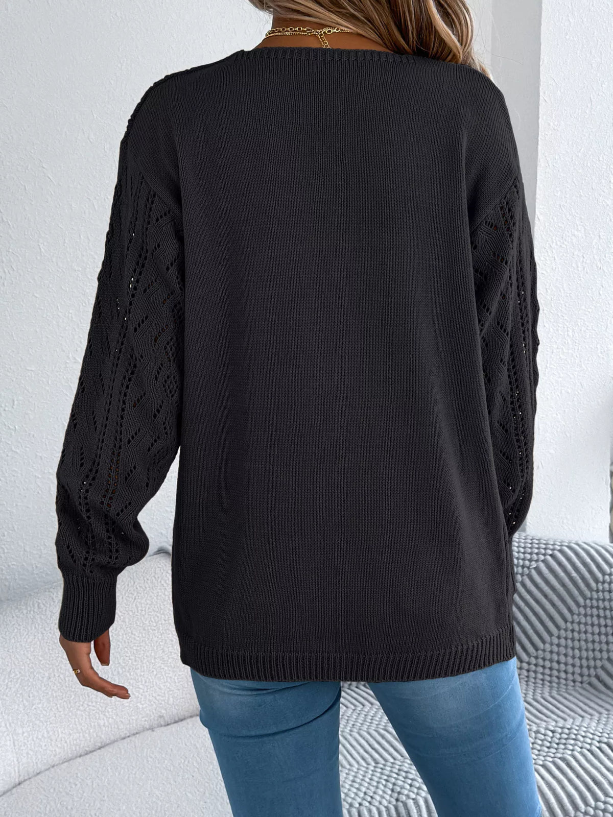 Openwork Open Front Cardigan (2)