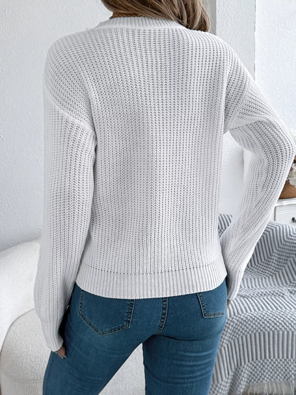 Openwork Round Neck Sweater (2)