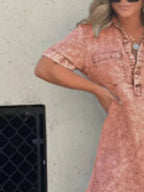 Full Size Raw Hem Short Sleeve Dress Plus (10)