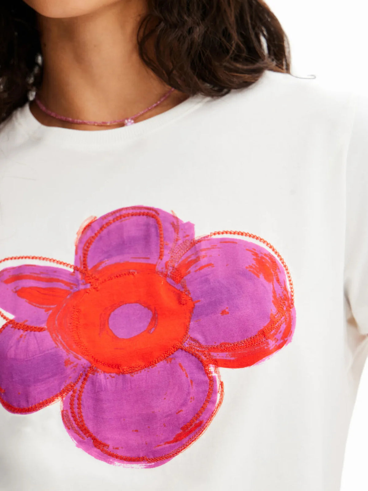 Flower Graphic Round Neck T-shirt (3)
