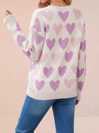 Heart Pattern Beaded Round Neck Sweater (9)