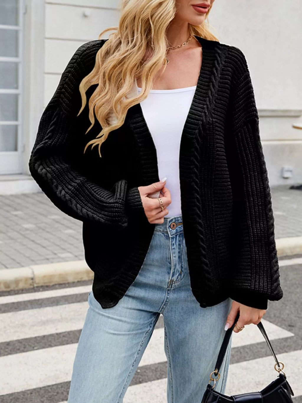 Cable Knit Button-up Cardigan (11)