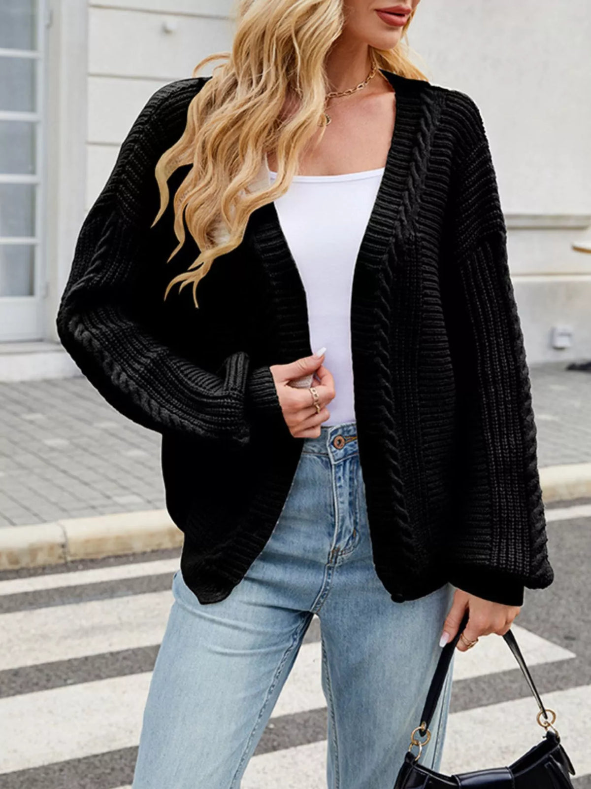 Cable Knit Button-up Cardigan (11)