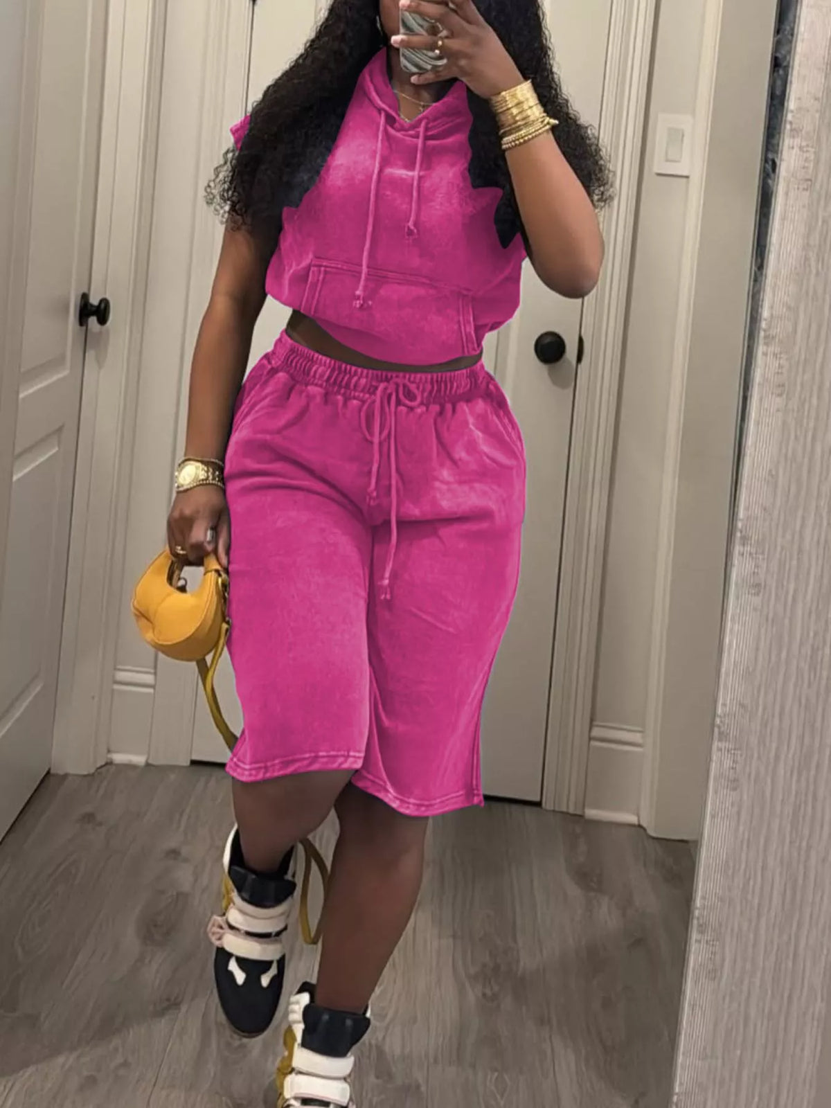 Hooded Crop Top Shorts Set