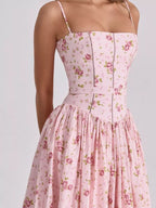 Floral Spaghetti Straps Midi Dress (57)