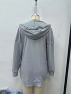 Drawstring Waffle Knit Hoodie (6)