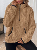 Full Size Half Zip Kangaroo Pocket Sweatshirt Plus (16)