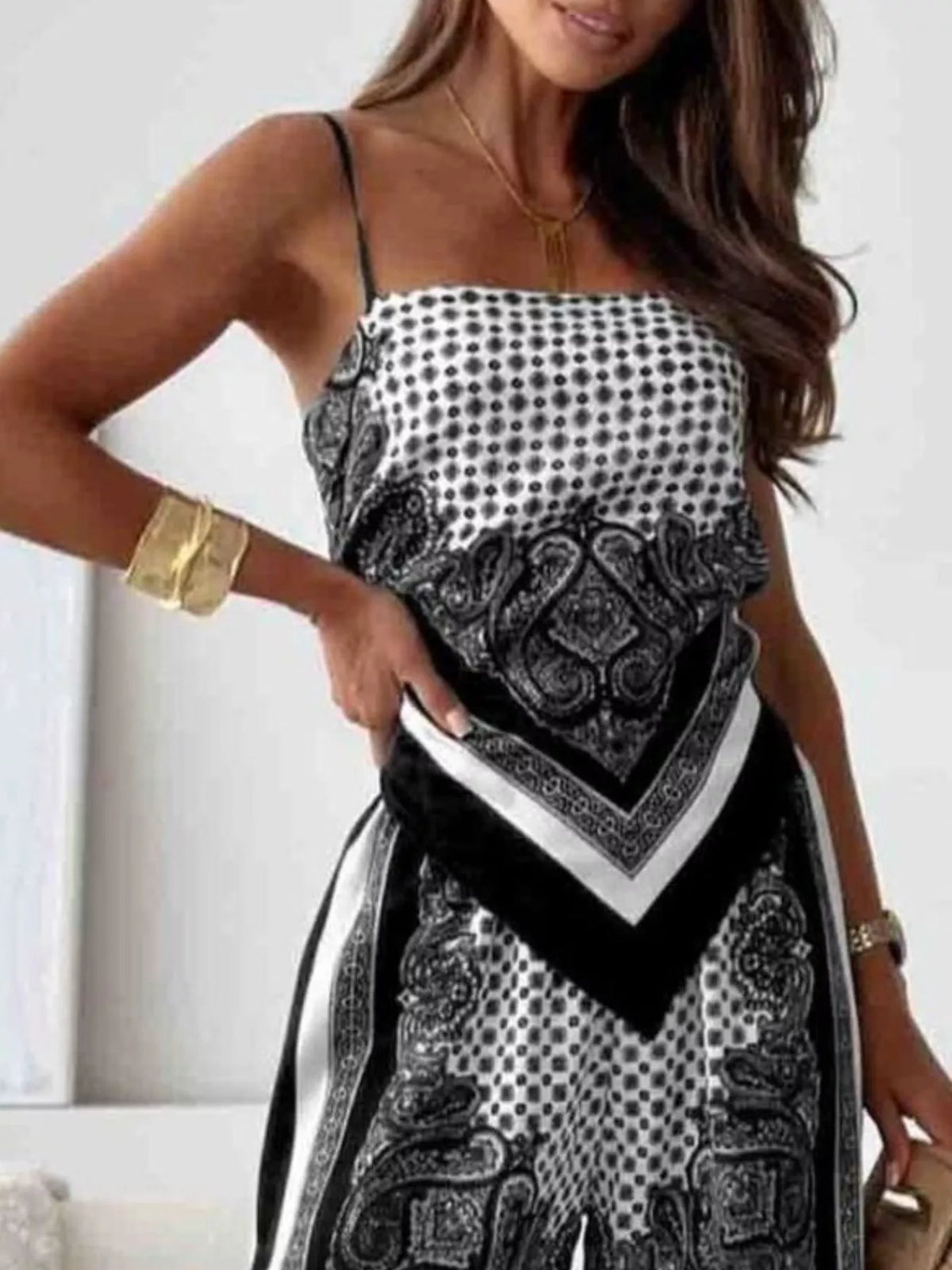 Printed Cami Wide Leg Pants Set (15)