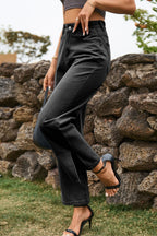 High Waist Loose Fit Ankle Slit Jeans (8)