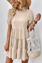 Puff Sleeve Tie Back Tiered Dress (10)