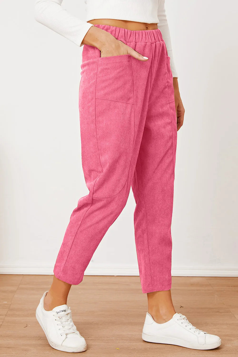 Pocketed Elastic Waist Pants (13)