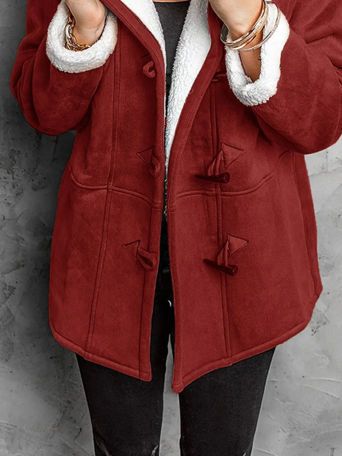 Full Size Cozy Sherpa Lined Toggle Coat Hood Plus (24)