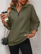Quarter Zip Dropped Shoulder Sweatshirt (24)