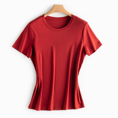 Silk Cotton T-shirt variant CJNSSYCS08308-Red-M|CJNSSYCS08308-Red-XXL|CJNSSYCS08308-Red-S|CJNSSYCS08308-Red-XL|CJNSSYCS08308-Red-L