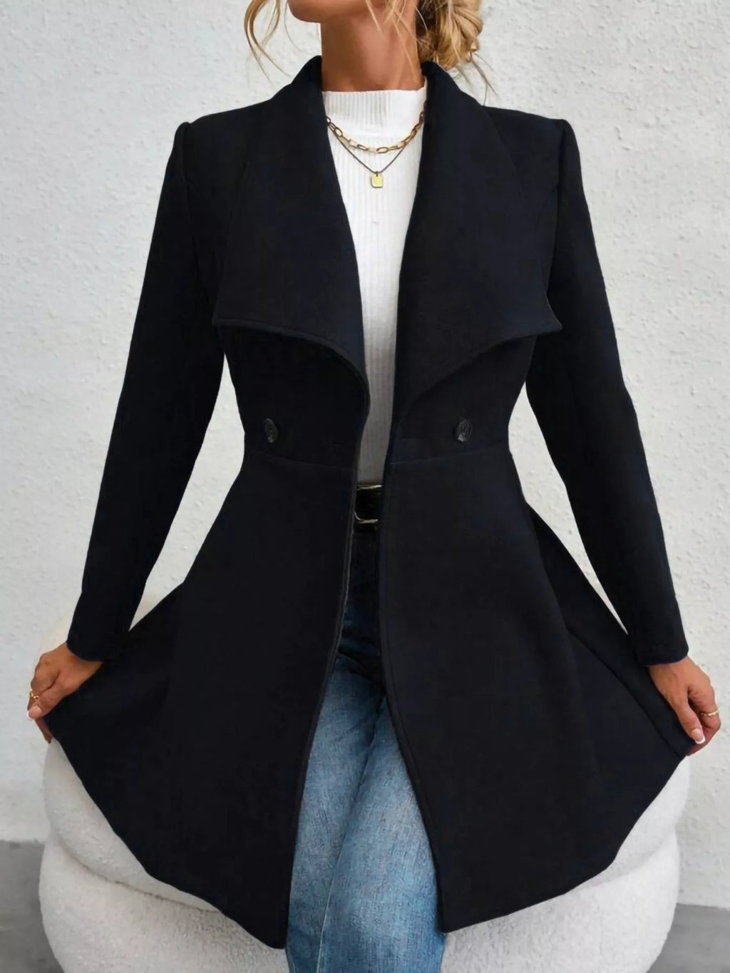 Double-breasted Wool Blend Coat (7)
