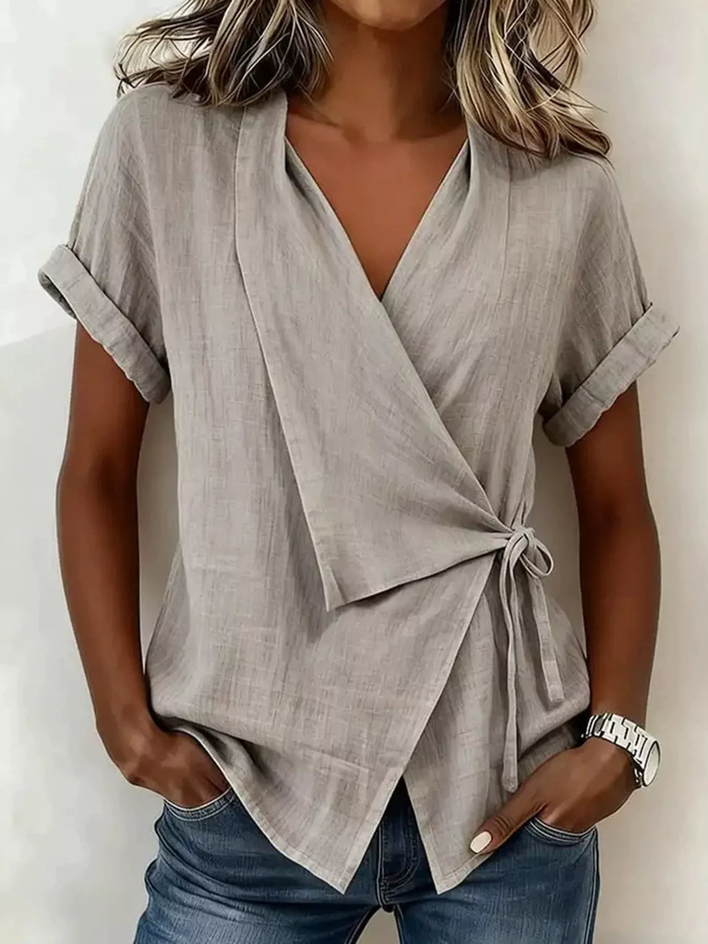 Tie-side Detail Wrap Top