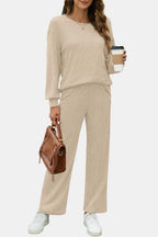 Round Neck Long Sleeve Top Pants Set (6)