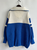 Ribbed Two-tone Half Zip Sweater (3)