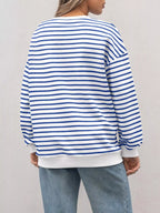 Striped Round Neck Oversized Casual Sweatshirt (18)