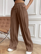 Drawstring Elastic Waist Pants Pockets (11)