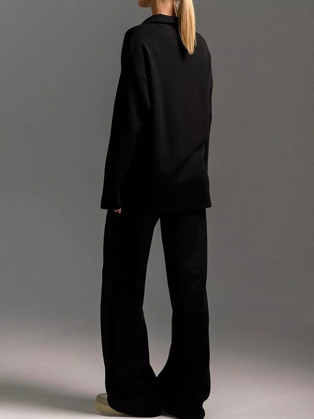 Polo Collar Top Wide-leg Pants Set (7)