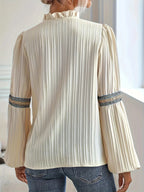 Notched Textured Balloon Sleeve Blouse (4)
