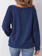 Waffle Knit Raglan Sleeve Sweatshirt (22)