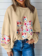 Plus Size Floral Applique Drop Shoulder Sweatshirt (6)