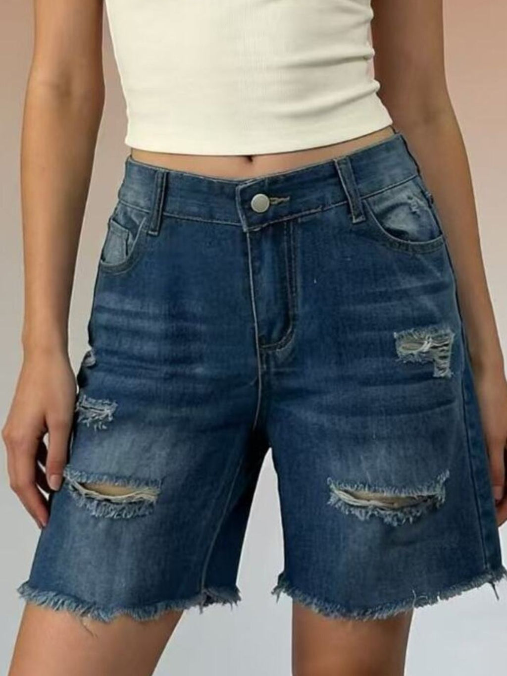 Full Size Ripped Frayed Hem Denim Shorts Plus (9)