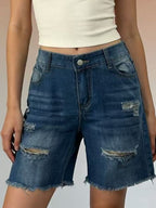 Full Size Ripped Frayed Hem Denim Shorts Plus (9)