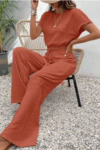 Round Neck Short Sleeve Top Pants Set (12)