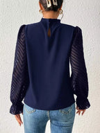 Mock Neck Flounce Sleeve Blouse (7)