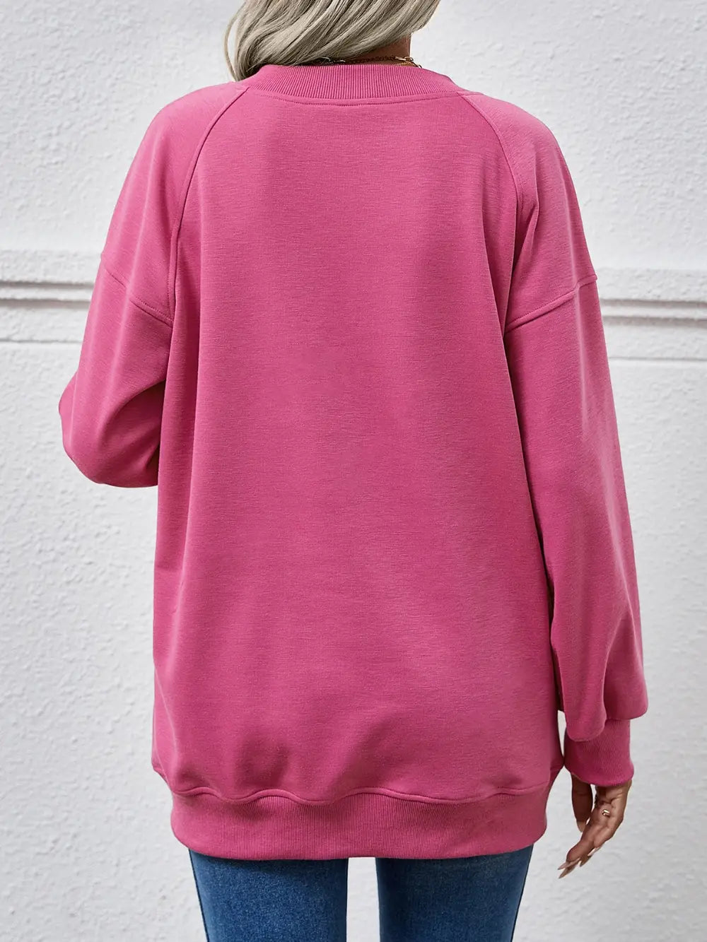 Round Neck Drop Shoulder Long Sleeve Sweatshirt (2)