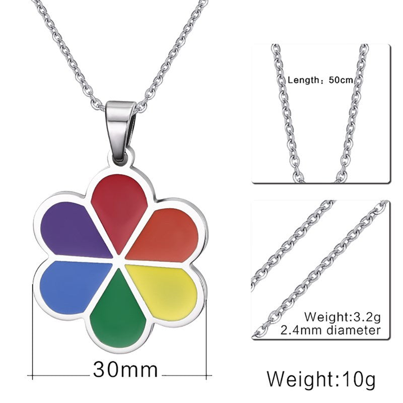 Lgbt Six-color Rainbow Titanium Steel Pendant Necklace photo 5