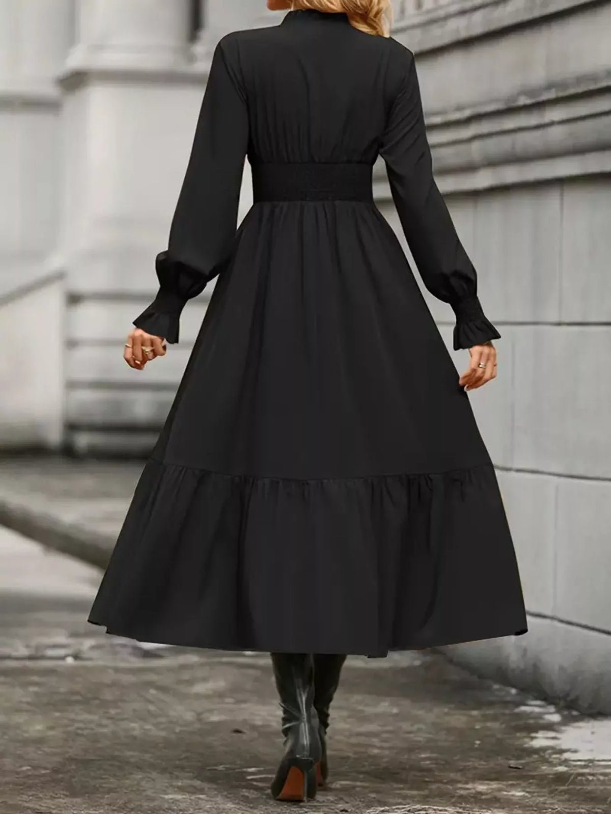 Surplice Long Sleeve Tiered Midi Dress (15)