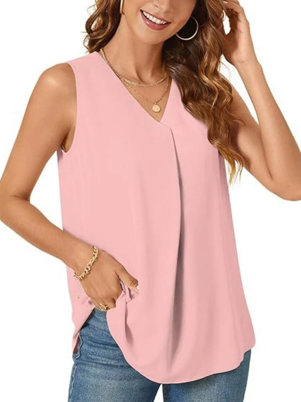 Full Size V-neck Sleeveless Tank Top Plus (28)