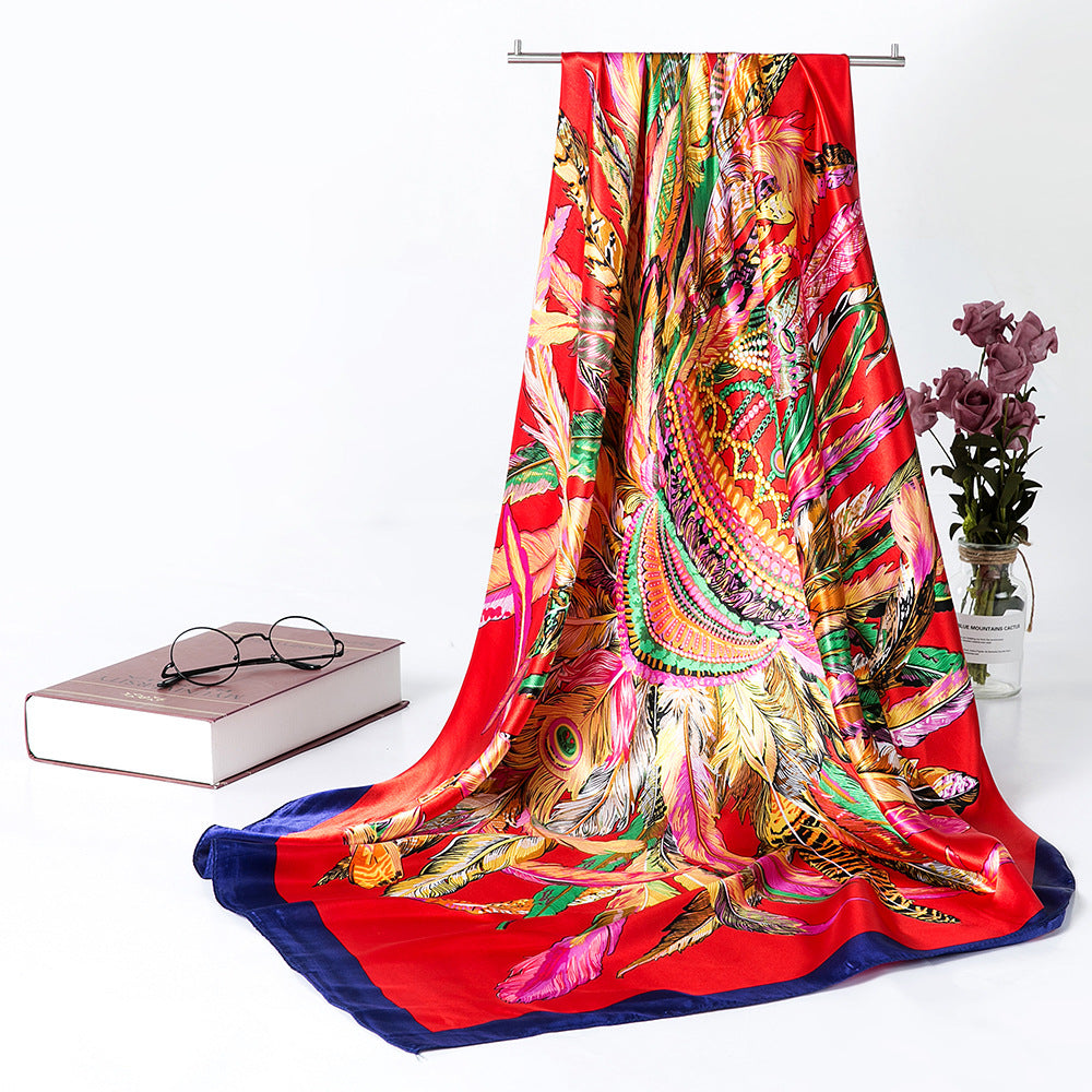Silk Scarf Multi-functional Small Satin Shawl photo 10