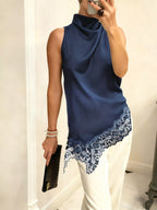 High Neck Lace Trim Cami (9)