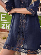 Lace Trim V-neck Cover-up (15)