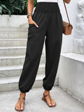 Smocked High Rise Joggers Pockets