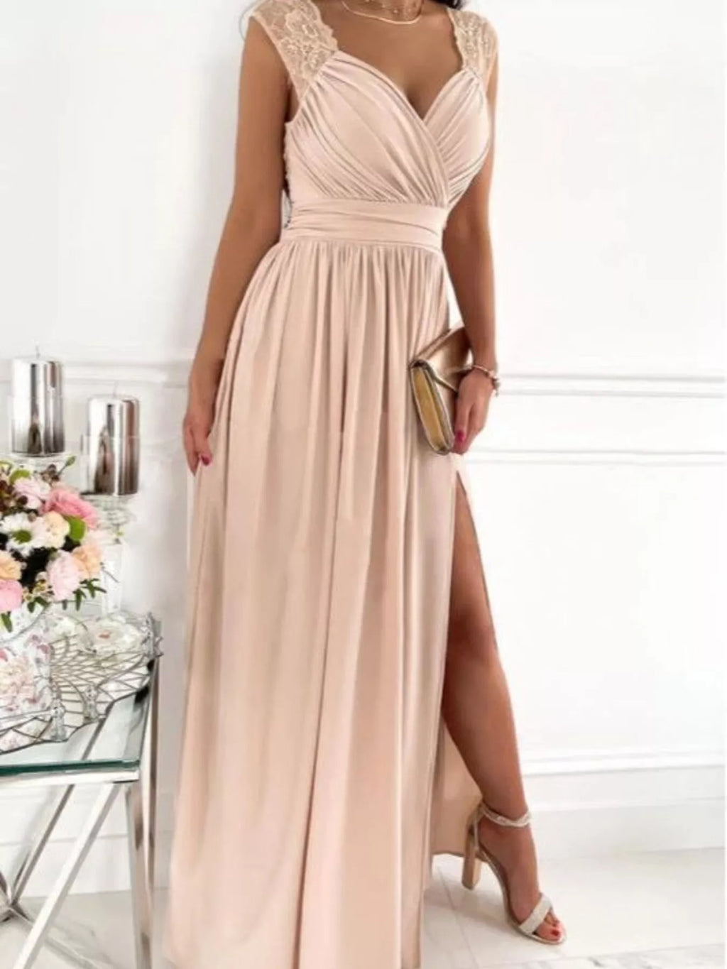 High Slit Lace Detail Maxi Dress (16)