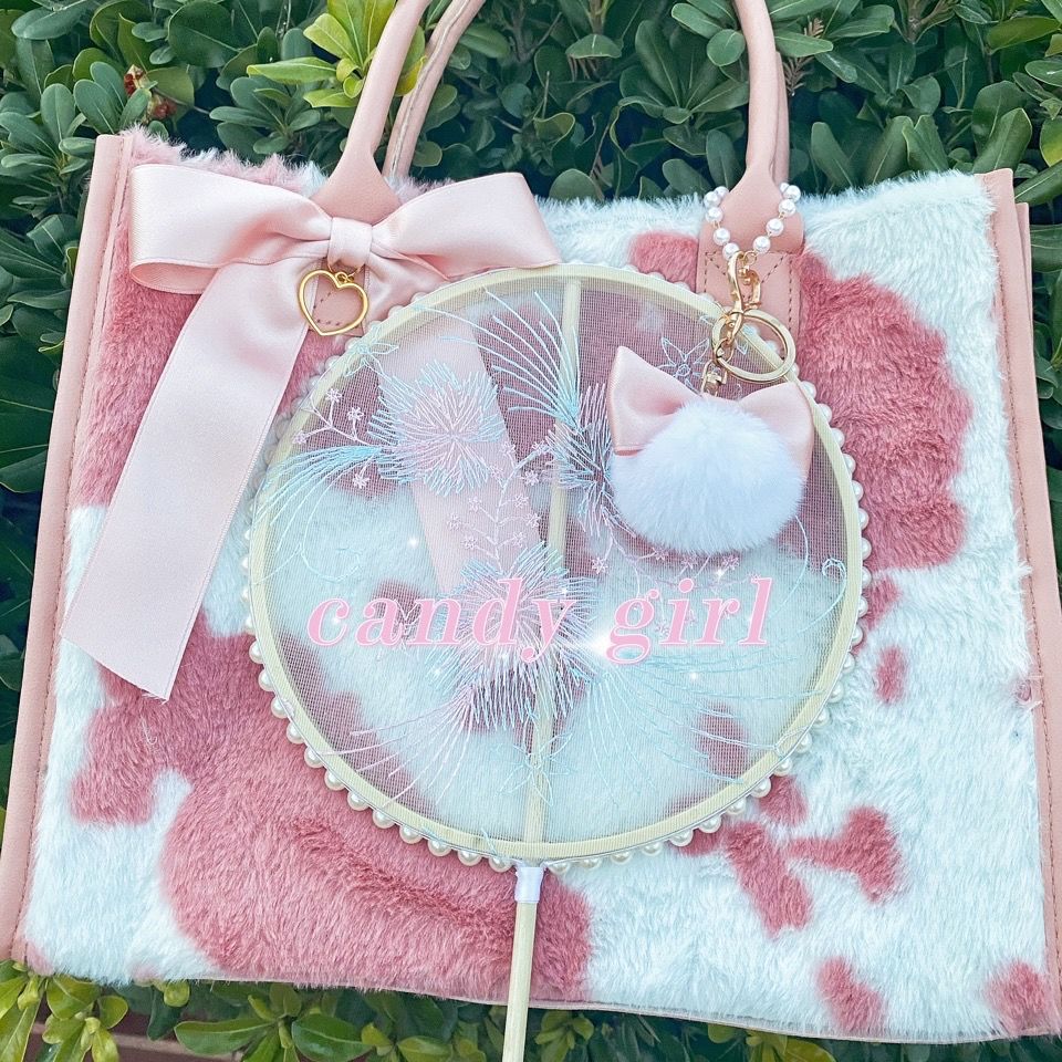 Cow Pattern Plush Bow Sweet Cute Shoulder Bag variant CJNS142292601AZ