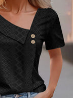 Eyelet Asymmetrical Short Sleeve T-shirt (5)