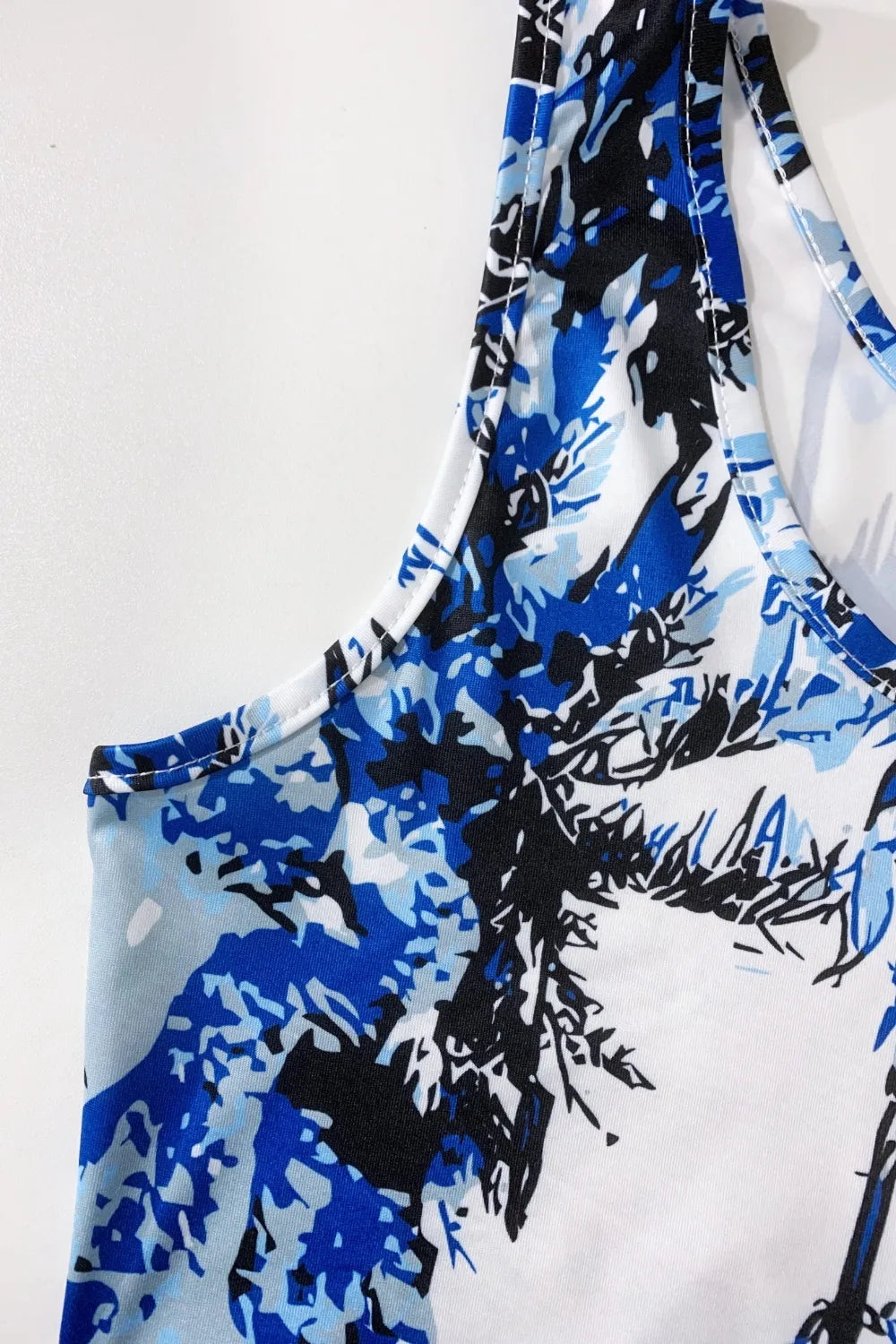 Printed Scoop Neck Wide Strap Mini Dress (5)