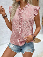 Ruffle Trim Sleeveless Blouse (7)