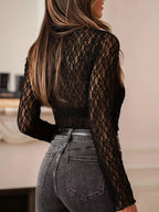 Mock Neck Sheer Lace Long Sleeve Top (9)